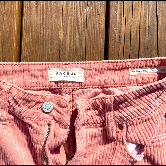 PacSun Jeans Pacsun Light Pink Hibiscus High Waisted Corduroy Mom